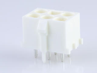 432550027 - 6.35mm Pitch MLX Power Connector Header, 2.13mm Contact Diameter, Vertical, with Plastic Polarizing Peg, 6 Circuits, Lead-Free, White