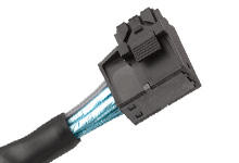 1002230100 - Internal iPass+ HD-to-iPass+ HD, 4X Short Body Cable Assembly, 85 Ohms, Left Exit-to-Straight, Controller to Backplane, 0.152m Length