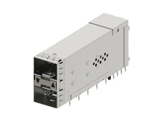 1712241013 - zSFP+ Stacked Ganged Assembly with Metal Spring Fingers, 2-by-1 with Outer Down/Up Light Pipes, 40 Circuits