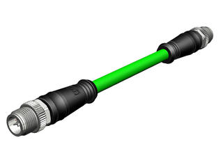 1203410823 - Micro-Change (M12) CAT6A Double-Ended Cordset, 8 Poles, X-Coded, Male (Straight) to Male (Straight), 26 AWG, Green Shielded PUR Cable, 34.0m (111.55') Length