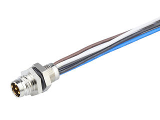 1200310027 - Nano-Change (M8) Receptacle, 5 Poles, B-Coded, M8 x 0.5 Mounting Threads, Male (Straight) to 22 AWG Leads, 0.30m (11.81") Length