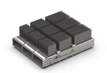 2033693348 - QSFP-DD Cage Assembly, 1-by-3, NET Fin Heat Sink, Spring Fingers, No Rear Legs, with Press-Fit Pins, Robust