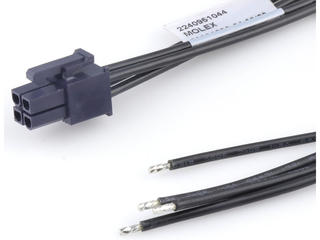 2240951044 - Mini-Fit Versa-to-Pigtail Off-the-Shelf (OTS) Cable Assembly, 4.20mm Pitch, Dual Row, 600.00mm Length, 4 Circuits, Black