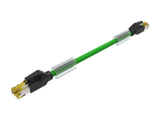 1203410613 - Standard RJ-45 CAT6A Double-Ended Cordset, 8 Poles, Male (Straight) to Male (Straight), 26 AWG, Green Shielded PUR Cable, 15.0m (49.21') Length, with ID Tag 1203410613 - Standard RJ-45 CAT6A Double-Ended Cordset, 8 Poles, Male (Straight) to Male (Straight), 26 AWG, Green Shielded PUR Cable, 15.0m (49.21') Length, with ID Tag