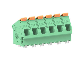 2249330006 - 15.00mm Pitch Lever Activated Fixed Mount PCB Terminal Block, 35° Wire Entry, Bussed Terminals, 6 Circuits