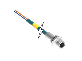 1300540013 - Micro-Change (M12) Single-Ended Receptacle, 4 Poles, D-Coded, Female (Straight) to Pigtail, 2.0m (6.56') Length