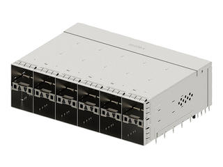 1712246031 - zSFP+ Stacked Ganged Assembly with Metal Spring Fingers, 2-by-6 with Inner Light Pipes, Vented, 240 Circuits