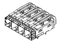768661123 - iPass+ HD Cage and Receptacle with Light Pipes 1x4, 0.76µm, Lead-Free