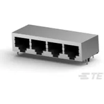 TE Connectivity-5558503-1 Connector Telephone and Telecom Conn RJ-45 F 32 POS 2.54mm Solder RA Thru-Hole 32 Terminal 4 Port Cat 5e Tray