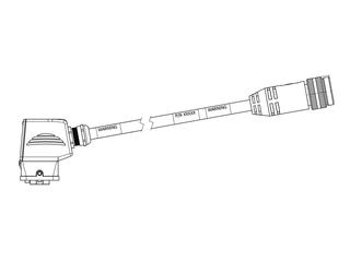 1302490131 - BradPower D-Size (1 3/8"–M35) 4-Pole Straight Male to GWConnect Metal Heavy Duty Connector S-QD 4/2 90° Female, 10 AWG, Black TPE Cable, 2.0m (6.56') Length
