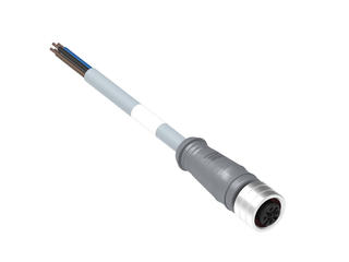 1200010667 - Micro-Change (M12) Single-Ended Cordset, 4 Poles, Female (Straight) to Pigtail, 20 AWG, 10.0m (32.81') Length