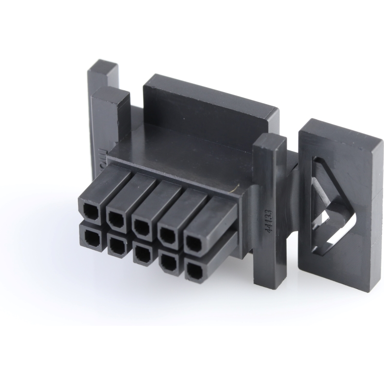 Molex-0441331008 Connector Discrete Wire Housing Conn Housing RCP 10 POS 3mm Crimp ST Cable Mount Black Micro-Fit 3.0 BMI™ Bag