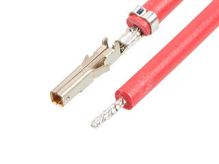 2153412222 - Pre-Crimped Lead Mini-Fit Jr. Female-to-Pigtail, Gold (Au) Plating, 150.00mm Length, 16 AWG, Red