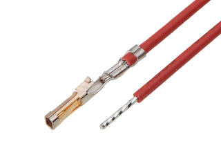 2196812205 - Pre-Crimped Lead SL Female-to-Pigtail, Gold (Au) Plating, 450.00mm Length, 28 AWG, Red