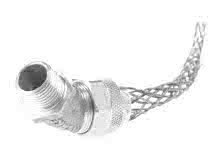1300960047 - Liquid-Tight Grip Strain Relief, 1-1/4" NPT, 45° Angle Male, Mesh Length  0.133m (5.25")
