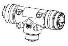 1300680082 - BradPower D-Size (1 3/8"–M35) 4-Pole Reducing Tee, with 4-Pole BradPower  A-Size (7/8"–M22) Drop, Alternate Key Drop, Black