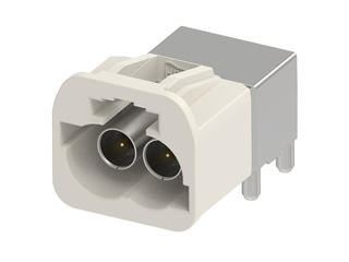 2082420201 - High-Speed FAKRA Mini (HFM) Dual Header, 1x2, Right-Angle, Through Hole, Key B, White, 50 Ohms
