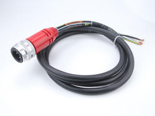 1300633018 - BradPower D-Size (1 3/8"–M35) Single-Ended Cordset, 3 Poles, Male (Straight) to Pigtail, 10 AWG, Black TPE Cable, Red Overmold, 3.0m (9.84') Length 1300633018 - BradPower D-Size (1 3/8"–M35) Single-Ended Cordset, 3 Poles, Male (Straight) to Pigtail, 10 AWG, Black TPE Cable, Red Overmold, 3.0m (9.84') Length