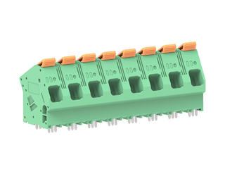 2249330008 - 15.00mm Pitch Lever Activated Fixed Mount PCB Terminal Block, 35° Wire Entry, Bussed Terminals, 8 Circuits