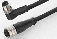1200070216 - Micro-Change (M12) Double-Ended Cordset, 4 Poles, Female (90°) to Male (90°), 0.34mm² PUR/PVC Cable 1.0m (3.28') Length