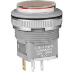 NKK Switches-LB15WGG01-5C-JC Switch Push Button Switch Push Button ON (ON) SPDT Round Button 0.1A 28VAC 28VDC 0.4VA Momentary Panel Mount Quick Connect/Solder Lug