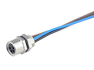 1200310049 - Nano-Change (M8) Receptacle, 4 Poles, A-Coded, M8 x 0.5 Mounting Threads, Female (Straight) to 22 AWG Leads, 0.30m (11.81") Length