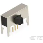 TE Connectivity-1825258-2 Switch Slide Switch Slide ON None ON SPDT Side Slide 20VAC 20VDC 0.4VA PC Pins Bracket Mount/Through Hole Tray