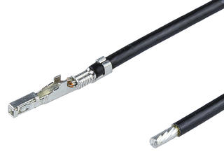 2240881115 - Pre-Crimped Lead Mini-Fit Max Female-to-Pigtail, Tin (Sn) Plating, 450.00mm Length, 2.5mm² Wire, Black